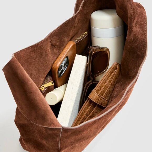 Italian Suede Slouchy Shoulder Bag - Picture 2 of 5